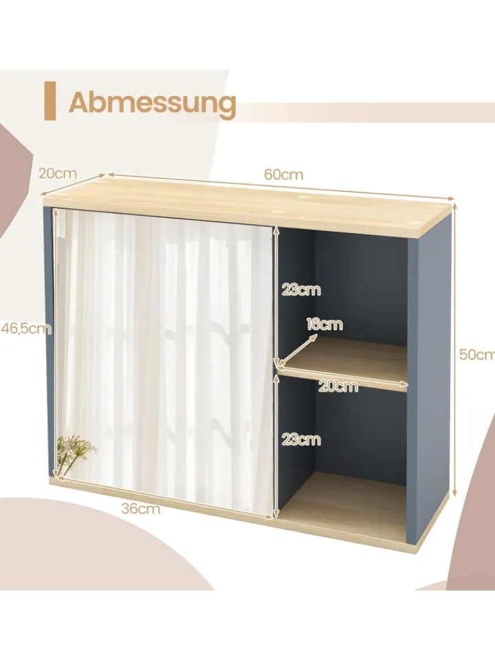 COSTWAY Badmöbel<Spiegelschrank Bad hängend 60 x 20 x 50 cm in Grau