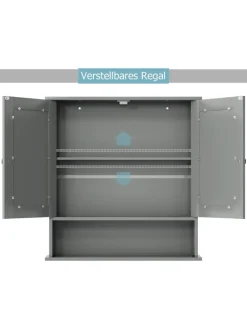 COSTWAY Badmöbel|Badezimmermöbel<Spiegelschrank Badezimmer in Grau