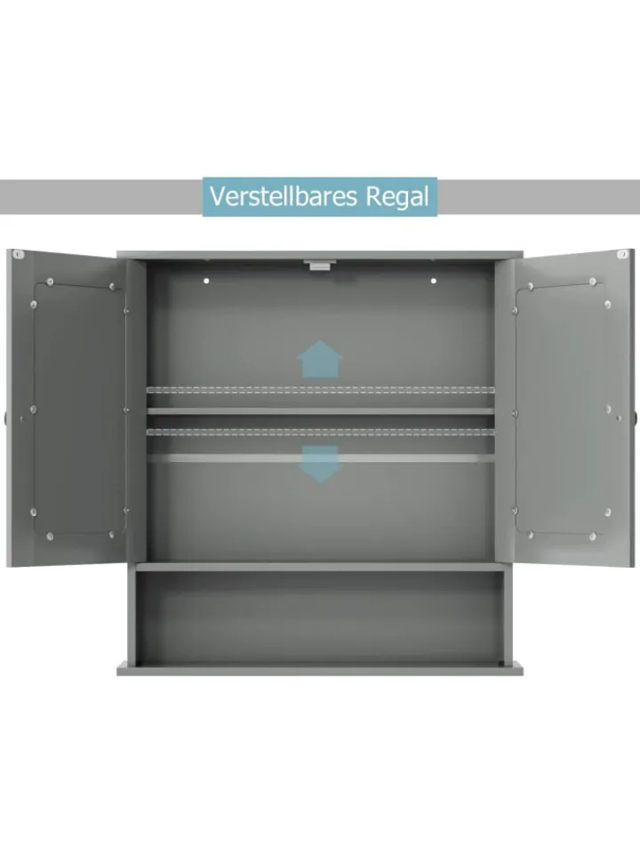 COSTWAY Badmöbel|Badezimmermöbel<Spiegelschrank Badezimmer in Grau