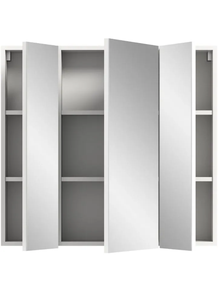 xonox.home Badmöbel<Spiegelschrank in weiß Melamin/weiß hochglanz - (B) 82 x (H) 77 x (T) 18