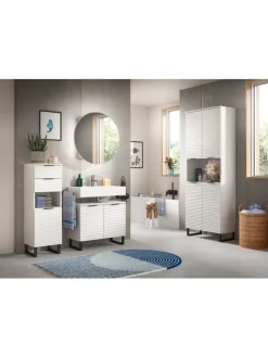 xonox.home Badmöbel|Badezimmermöbel<Spiegelschrank in weiß/weiß - (B) 70 x (H) 70 x (T) 18