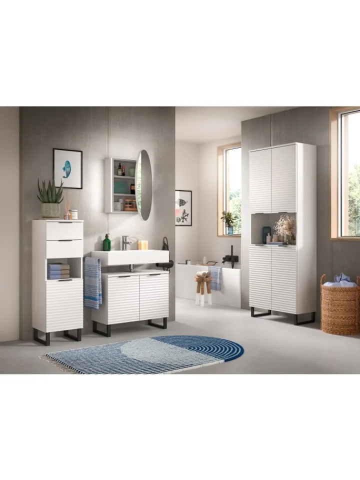 xonox.home Badmöbel|Badezimmermöbel<Spiegelschrank in weiß/weiß - (B) 70 x (H) 70 x (T) 18