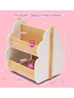 COSTWAY Kindermöbel<Spielzeugregal auf Rollen 2 Ebenen in Weiß