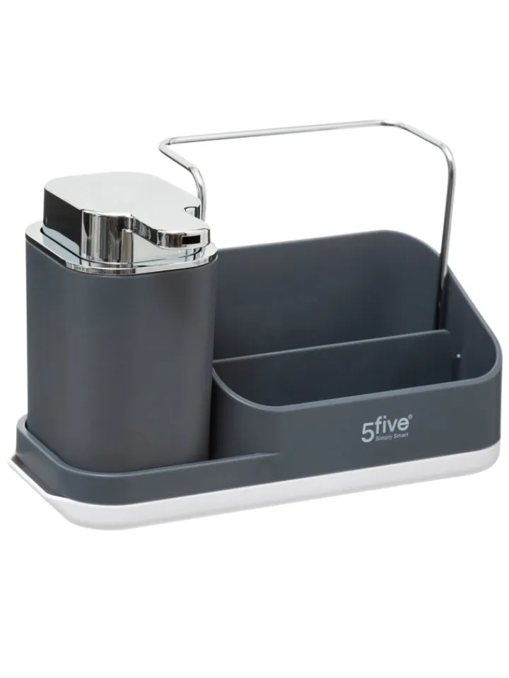 5five Simply Smart Putz- & Waschutensilien<Spülmittelspender mit Organizer in grau
