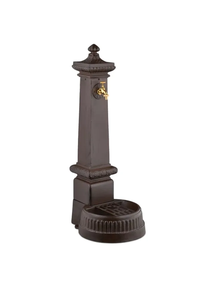 relaxdays Gartendekoration<Standbrunnen in Braun - (B)44,5 x (H)100 x (T)38 cm
