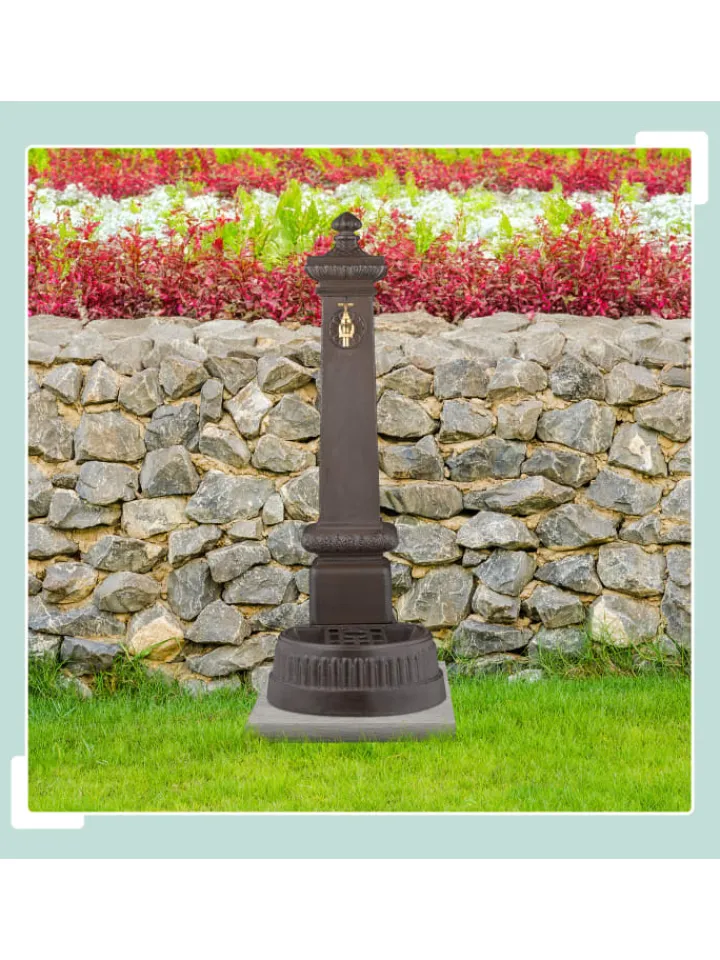 relaxdays Gartendekoration<Standbrunnen in Braun - (B)44,5 x (H)100 x (T)38 cm