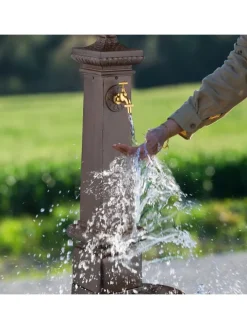 relaxdays Gartendekoration<Standbrunnen in Braun - (B)44,5 x (H)100 x (T)38 cm