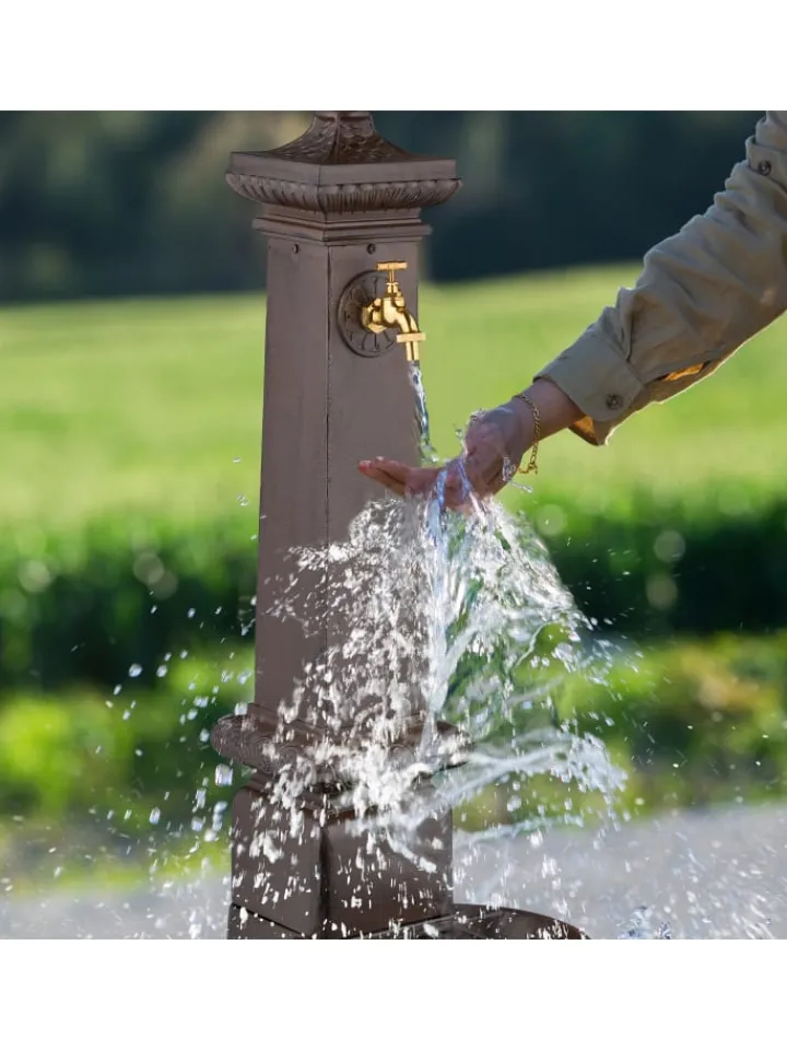 relaxdays Gartendekoration<Standbrunnen in Braun - (B)44,5 x (H)100 x (T)38 cm