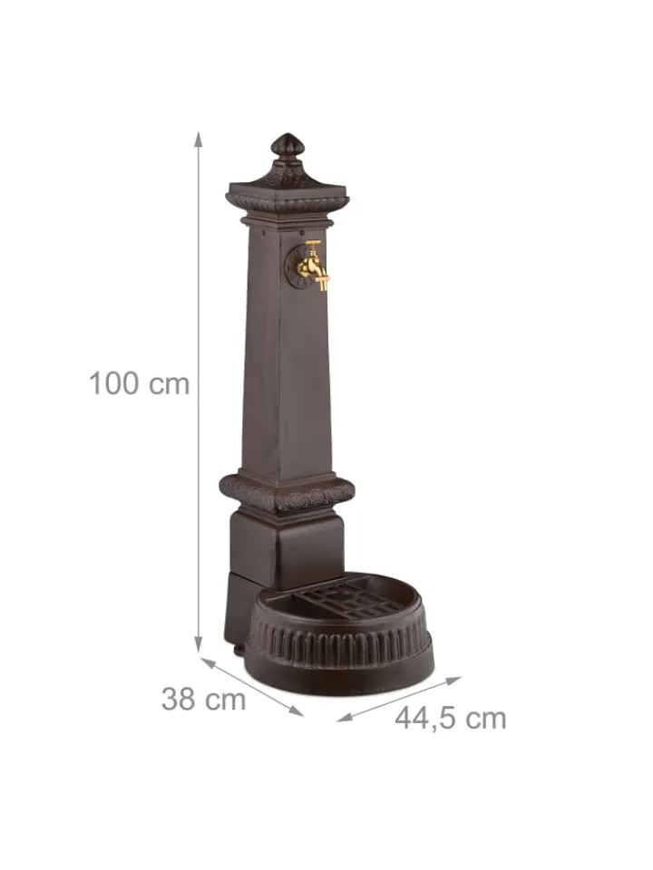 relaxdays Gartendekoration<Standbrunnen in Braun - (B)44,5 x (H)100 x (T)38 cm