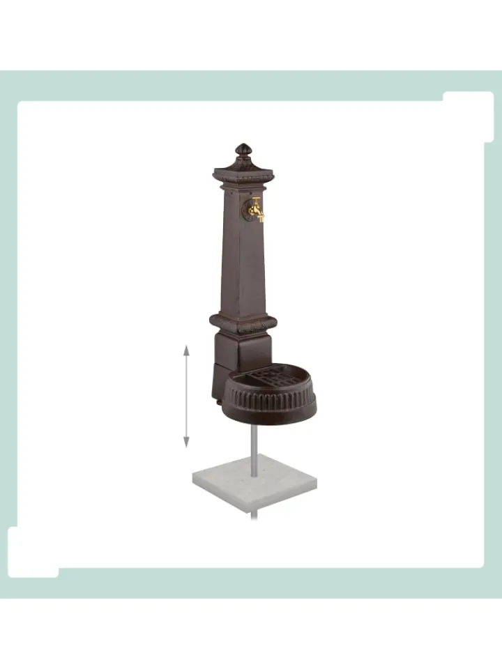 relaxdays Gartendekoration<Standbrunnen in Braun - (B)44,5 x (H)100 x (T)38 cm