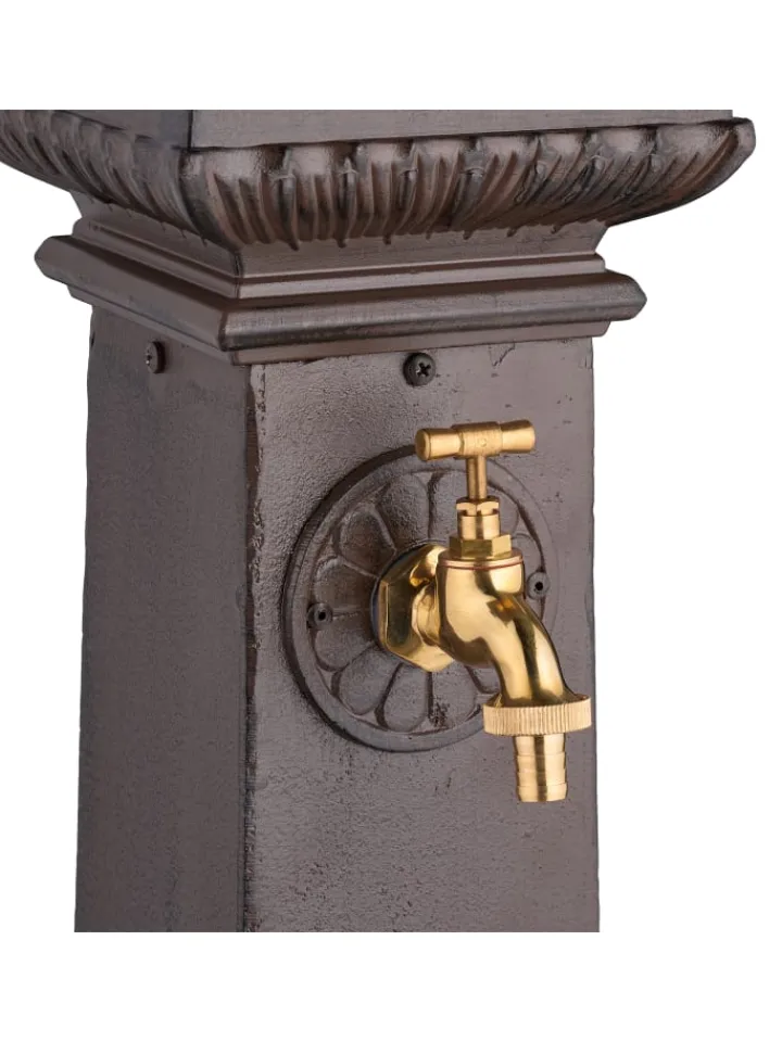 relaxdays Gartendekoration<Standbrunnen in Braun - (B)44,5 x (H)100 x (T)38 cm