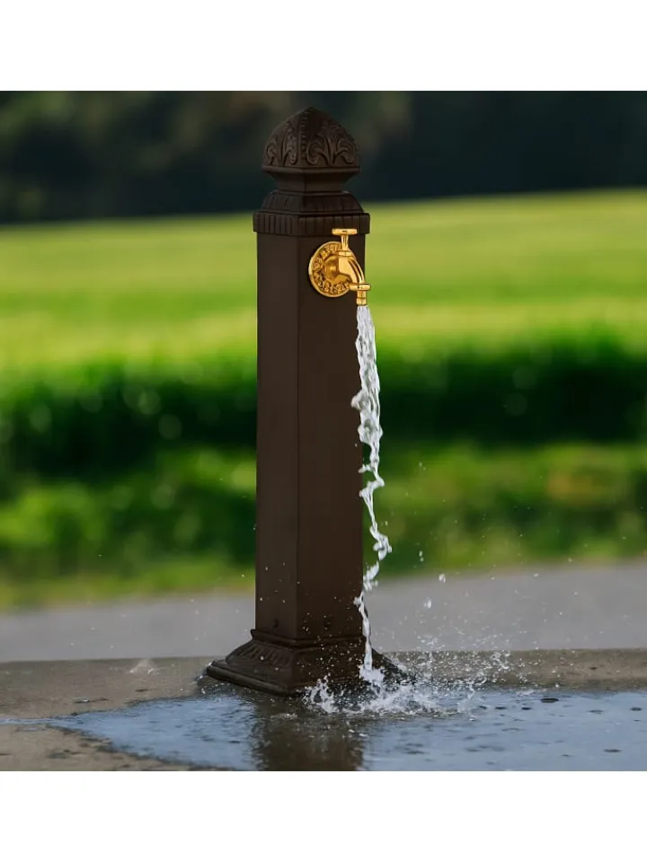 relaxdays Gartendekoration<Standbrunnen in Braun - (B)21 x (H)81 x (T)24,5 cm