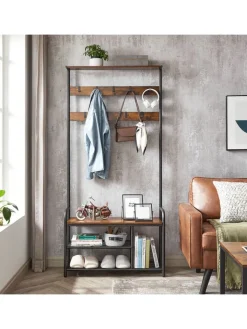 Songmics Regale & Schränke|Garderoben<Standgarderobe in Braun/ Schwarz - (B)85 x (H)180 x (T)30 cm