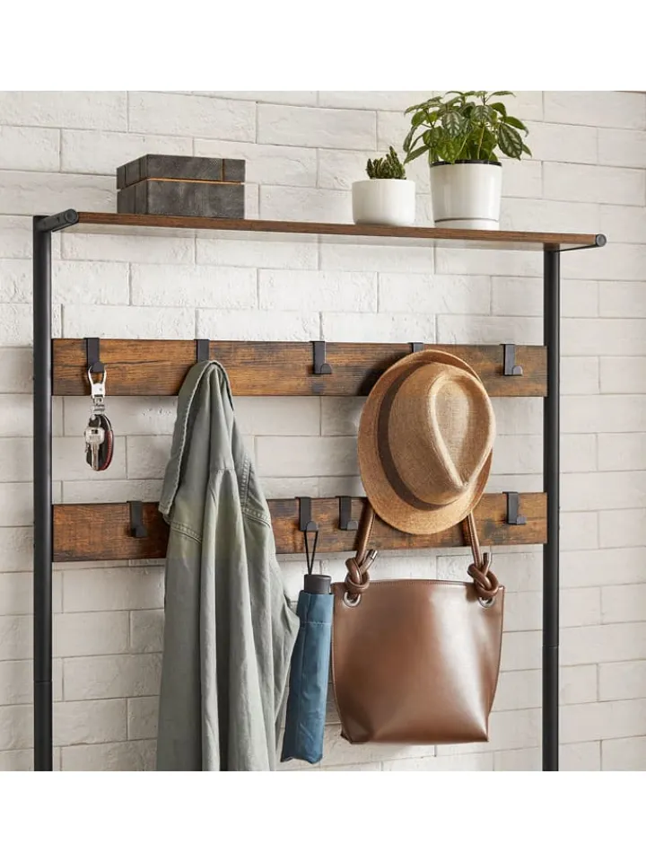 Songmics Regale & Schränke|Garderoben<Standgarderobe in Braun/ Schwarz - (B)85 x (H)180 x (T)30 cm