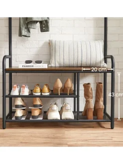 Songmics Regale & Schränke|Garderoben<Standgarderobe in Braun/ Schwarz - (B)85 x (H)180 x (T)30 cm