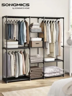 SONGMICS Garderoben<Standgarderobe in Schwarz - (B)182 x (H)182 x (T)43 cm