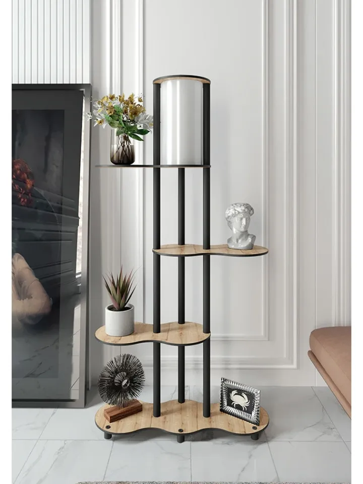 ABERTO DESIGN Stehleuchten<Standleuchte in Hellbraun/ Schwarz - (B)65 x (H)150 x (T)35 cm
