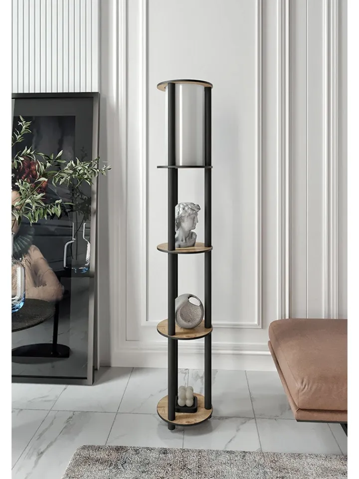 ABERTO DESIGN Stehleuchten<Standleuchte in Hellbraun/ Schwarz - (B)24 x (H)150 x (T)25 cm