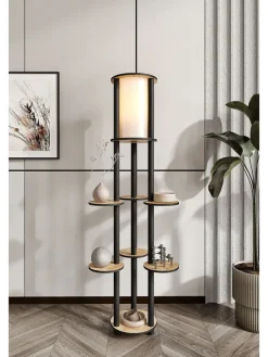 Opviq Stehleuchten<Standleuchte in Schwarz/ Hellbraun - (H)150 cm