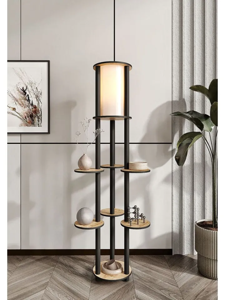 Opviq Stehleuchten<Standleuchte in Schwarz/ Hellbraun - (H)150 cm