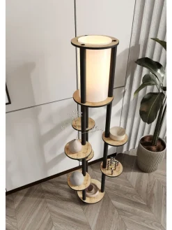 Opviq Stehleuchten<Standleuchte in Schwarz/ Hellbraun - (H)150 cm