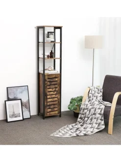 Songmics Regale & Schränke<Standregal in Braun/ Schwarz - (B)37 x (H)167 x (T)30 cm