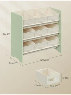 Songmics Kindermöbel<Standregal in Creme/ Hellgrün - (B)62,5 x (H)60 x (T)29,5 cm