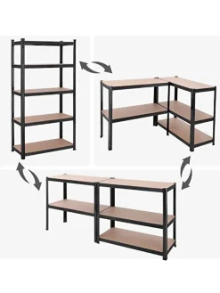 SONGMICS Regale & Schränke<Standregal in Schwarz/ Hellbraun - (B)90 x (H)180 x (T)40 cm