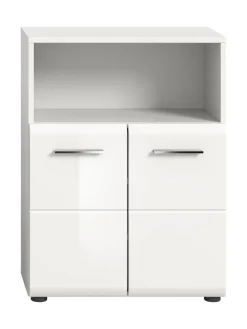 xonox.home Badmöbel<Standschrank breit in Weiß/Weiß Hochglanz - (B) 60 x (H) 80 x (T) 30