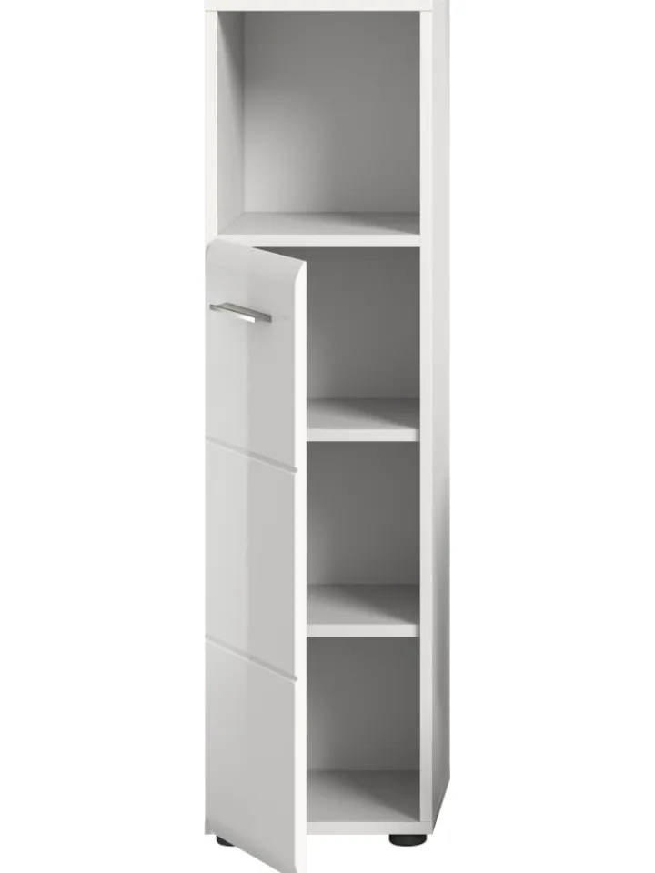xonox.home Badezimmermöbel|Badmöbel<Standschrank hoch in Weiß/Weiß Hochglanz - (B) 30 x (H) 110 x (T) 30