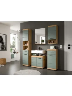 xonox.home Badmöbel<Standschrank in Artisan Eiche/Salbei - (B) 37 x (H) 88 x (T) 31