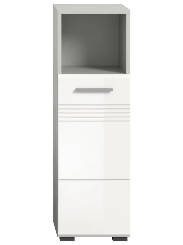 xonox.home Badezimmermöbel<Standschrank in hellgrau/weiß hochglanz - (B) 30 x (H) 95 x (T) 30