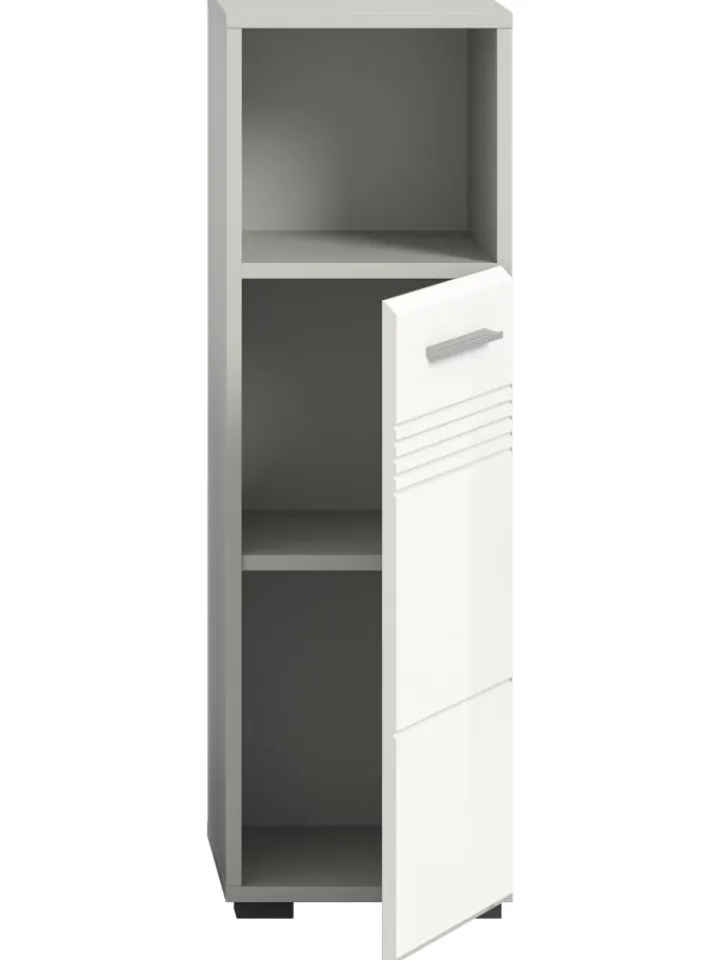 xonox.home Badezimmermöbel<Standschrank in hellgrau/weiß hochglanz - (B) 30 x (H) 95 x (T) 30