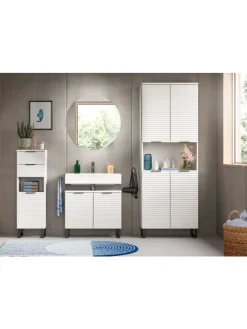 xonox.home Badmöbel<Standschrank in weiß/weiß - (B) 35 x (H) 110 x (T) 34