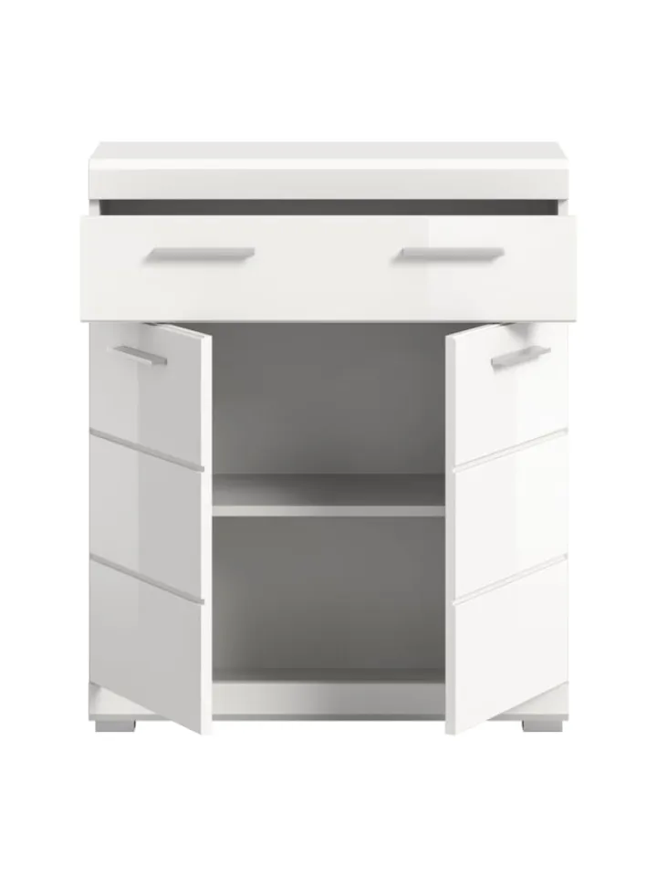 xonox.home Badezimmermöbel<Standschrank in weiß/weiß hochglanz - (B) 74 x (H) 88 x (T) 31