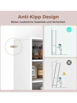 COSTWAY Badmöbel|Badezimmermöbel<6-stöckig Badezimmerschrank 146cm in Weiß