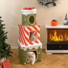 COSTWAY Katzen<3-stöckig Katzenhöhle Weihnachten 120 cm in Grün