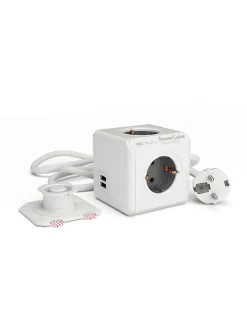 Designnest Technikzubehör<Steckdosenmultiplikator ''PowerCube'' in Weiß/ Schwarz - (B)7 x (H)7 x (T)11 cm