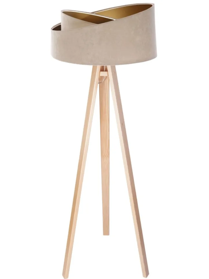 Licht-Erlebnisse Stehleuchten<Stehlampe (B)50 x (L)50 x (H)145 cm in Kiefer Beige Gold