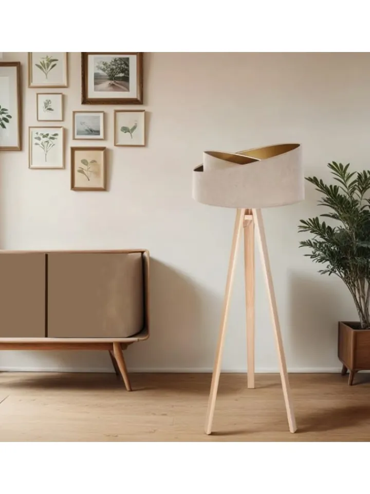 Licht-Erlebnisse Stehleuchten<Stehlampe (B)50 x (L)50 x (H)145 cm in Kiefer Beige Gold