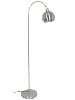 SalesFever Stehleuchten<Stehlampe 1-flammig aus Metall mit Lampenschirm Ø 20 cm matt in Edelstahloptik