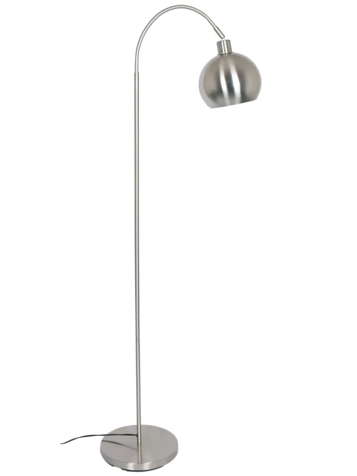 SalesFever Stehleuchten<Stehlampe 1-flammig aus Metall mit Lampenschirm Ø 20 cm matt in Edelstahloptik