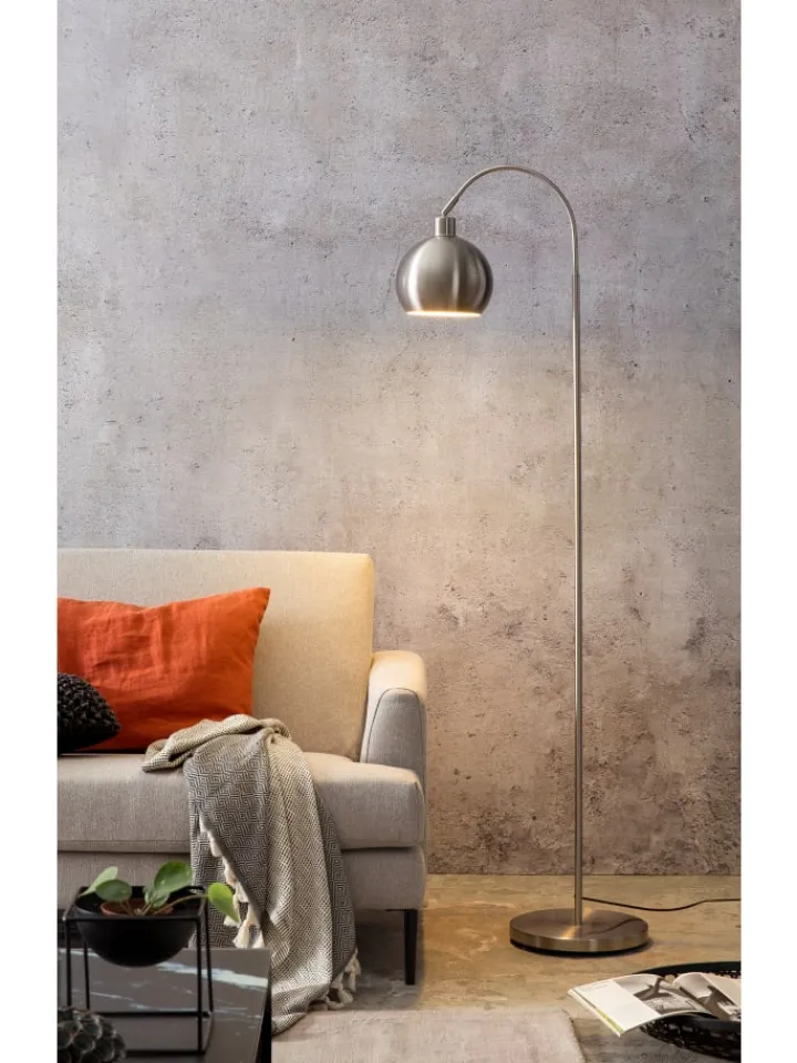 SalesFever Stehleuchten<Stehlampe 1-flammig aus Metall mit Lampenschirm Ø 20 cm matt in Edelstahloptik