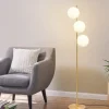 ZMH Stehleuchten<Stehlampe 3-flammige E27 in gold Glasschrim