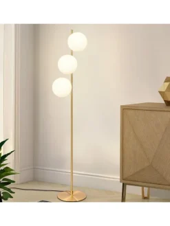 ZMH Stehleuchten<Stehlampe 3-flammige E27 in gold Glasschrim