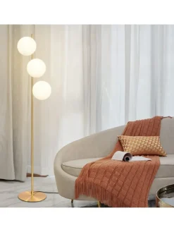 ZMH Stehleuchten<Stehlampe 3-flammige E27 in gold Glasschrim