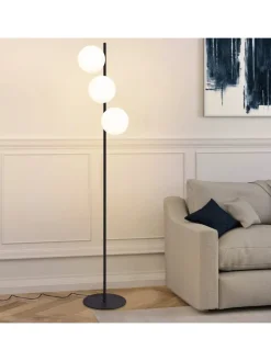 ZMH Stehleuchten<Stehlampe 3-flammige E27 in schwarz Glasschrim