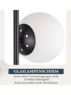 ZMH Stehleuchten<Stehlampe 3-flammige E27 in schwarz Glasschrim