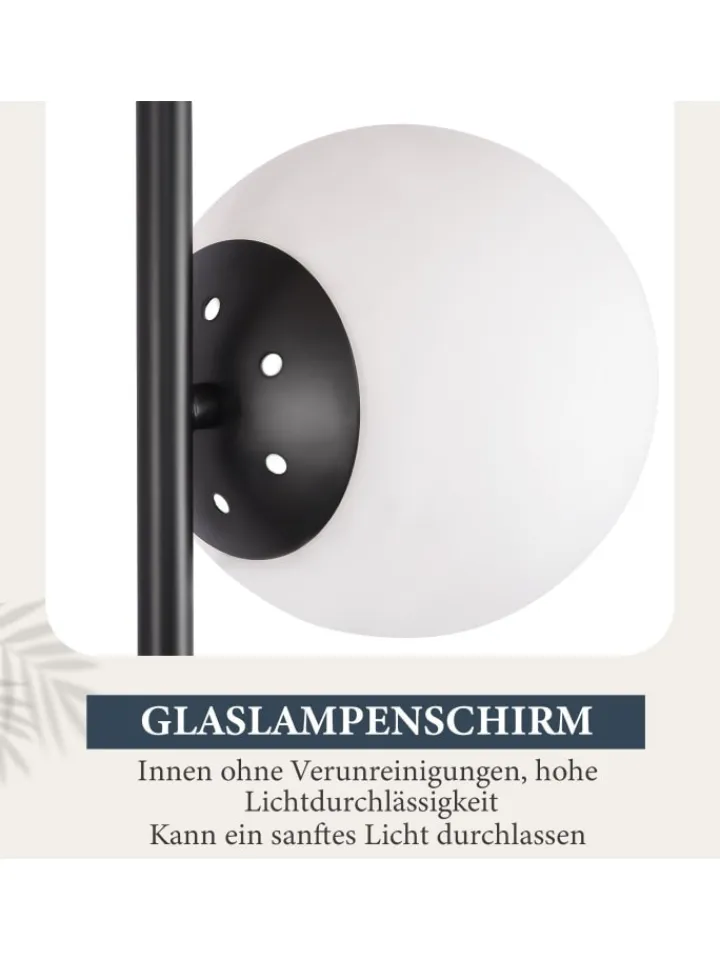 ZMH Stehleuchten<Stehlampe 3-flammige E27 in schwarz Glasschrim