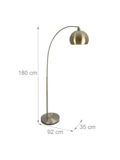 relaxdays Stehleuchten<Stehlampe in Gold - (B)92x (H)180 x (T)35 cm